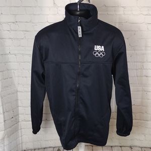 USA Olympic Committee 2 Pocket Zip Up Track Jacket Dark Navy Blue